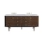 James Martin Vanities Amberly 72in Double Vanity, Mid-Century Walnut w/ 3 CM Carrara Marble Top 670-V72-WLT-3CAR - alternate 1